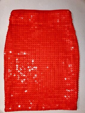 Tangerine Sequin Pencil Skirt size 2 by H&M